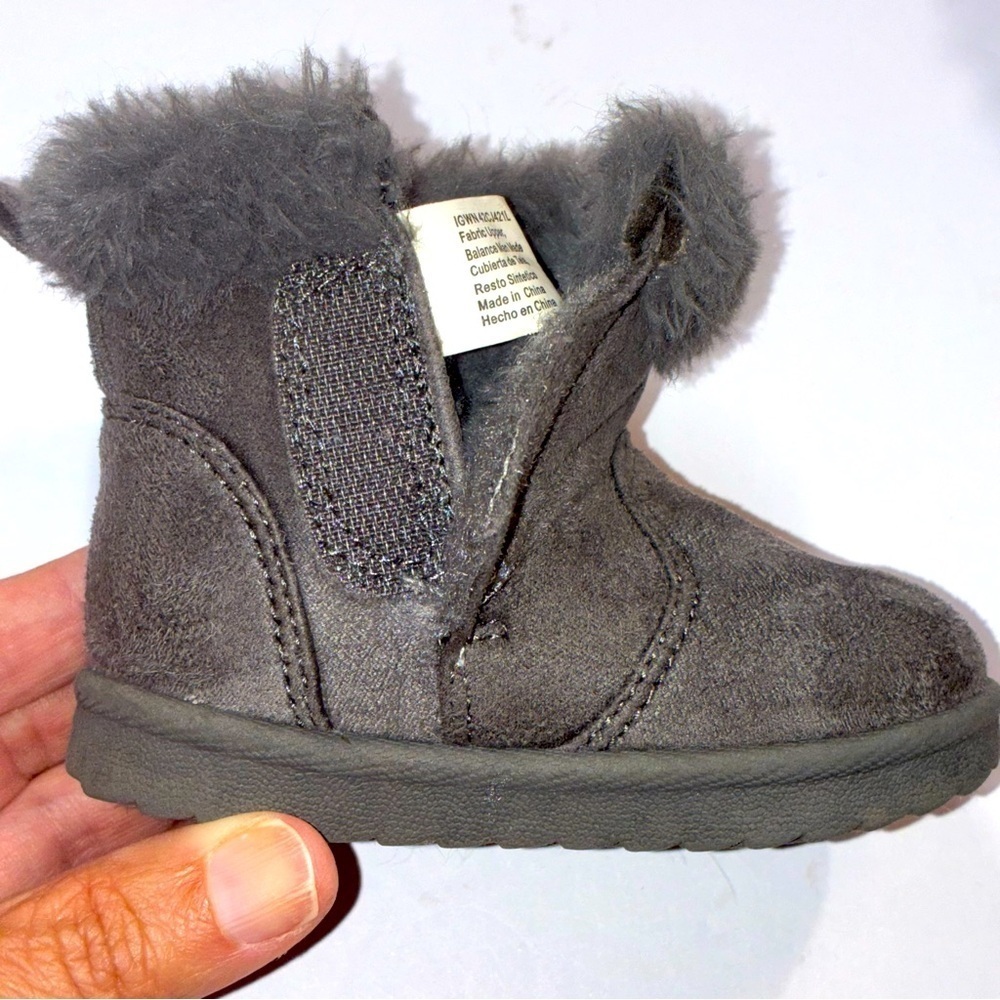 Wonder Nation Baby Girl Faux Fur Shearling Boot Gray Toddler Size 3